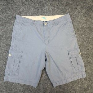 Tommy Bahama Mens Cargo Shorts 36 Blue Ripstop Shorts Tencel Blend Fabric
